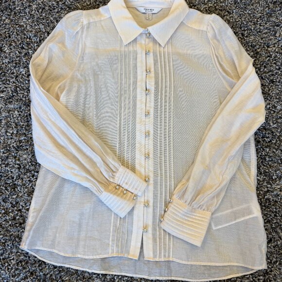 Ever New Hazel Pearl-Button Pintuck Shirt Women's Blouse - Picture 5 of 5